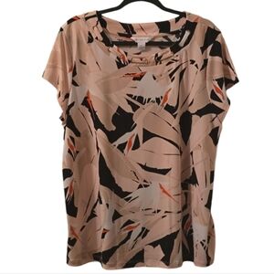 LIZ CLAIBORNE BRAND WOMEN'S SHORT SLEEVES PINK AND BLACK SUMMER TOP SIZE XL